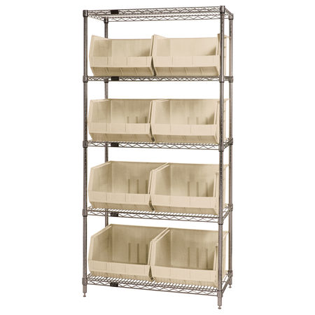 QUANTUM STORAGE SYSTEMS Chrome Wire Shelving Unit with Bins WR5-270IV